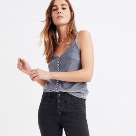 Madewell Velvet Button Cami sz 8 medium - Picture 1 of 6